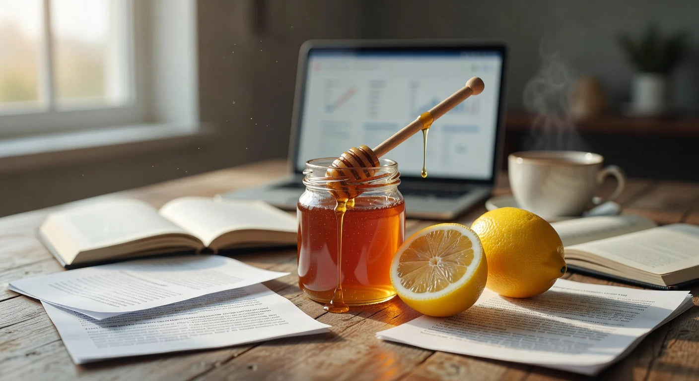 Professional header image for list-based article: Lemon and Honey Benefits: What the Science Actually Says