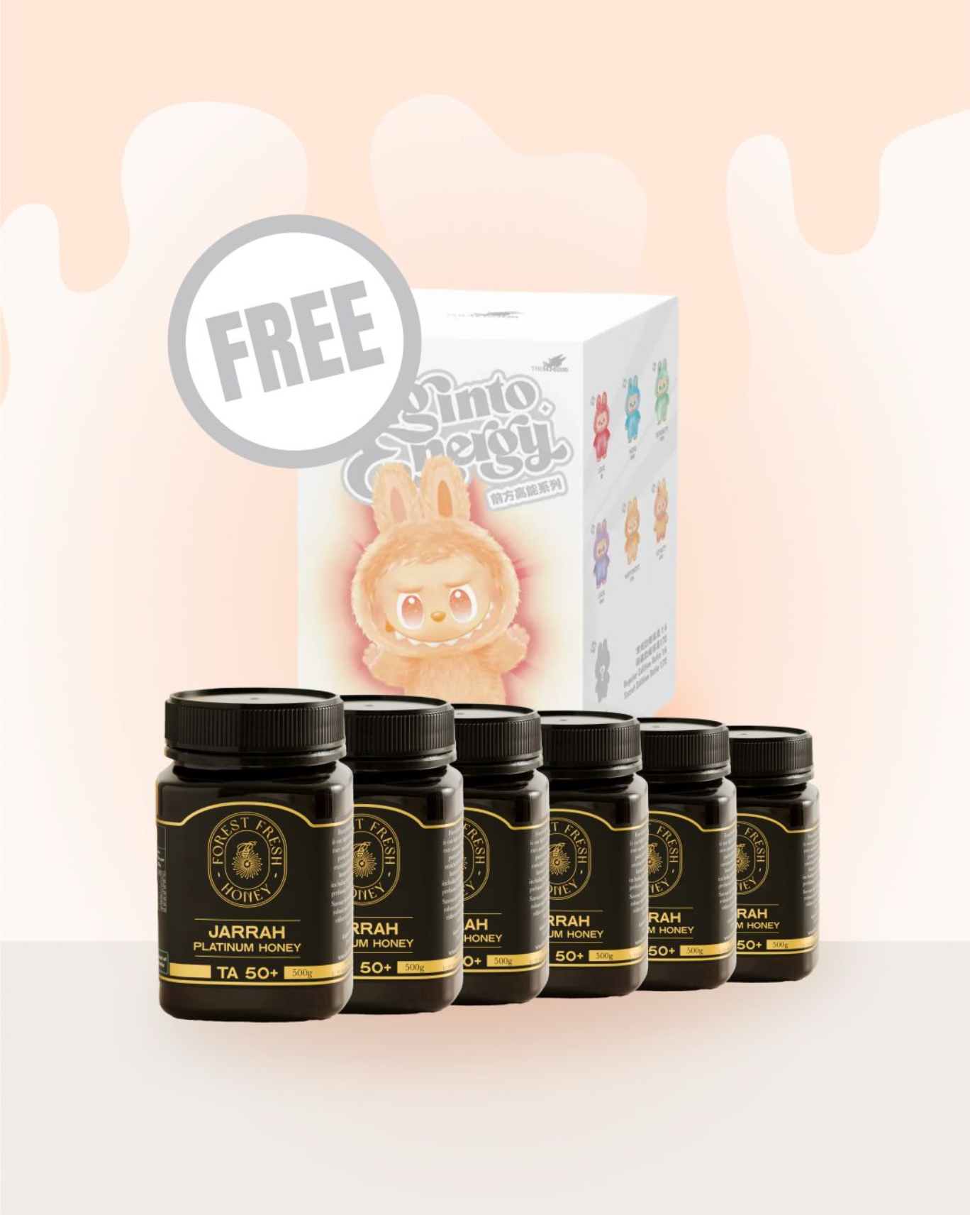 FREE Labubu Big Into Energy Plush Pendant – POP MART V3 Blind Box - When buying 6 Active Honey Jars - Forest Fresh Honey