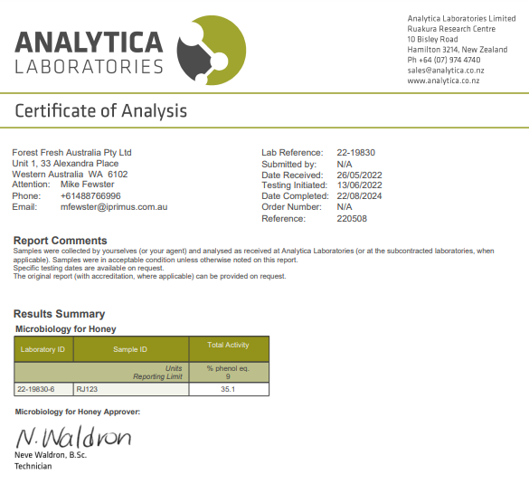 Red Bell Raw Honey TA30+ - Forest Fresh Honey